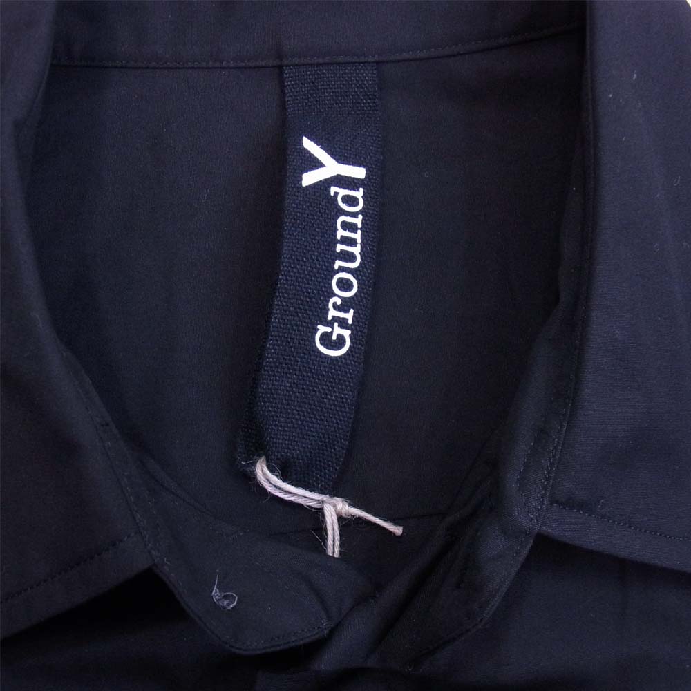 Yohji Yamamoto ヨウジヤマモト GroundY GR-B07-001 Cotton Broad Left Collar Gusset Shirt レフトカラーガセット シャツ ブラック系 3【新古品】【未使用】【中古】