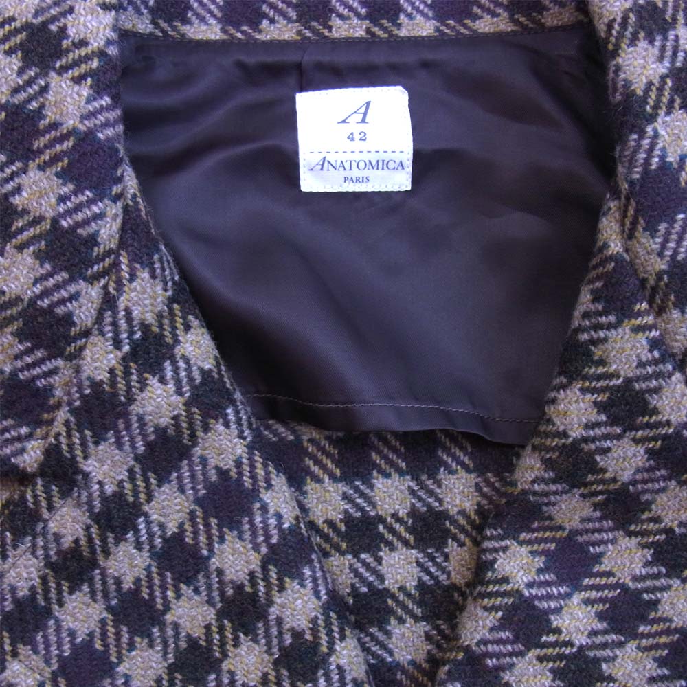 アナトミカ 530-552-09 LOAFER JACKET チェック ローファー ジャケット ブラウン系 42【新古品】【未使用】【中古】