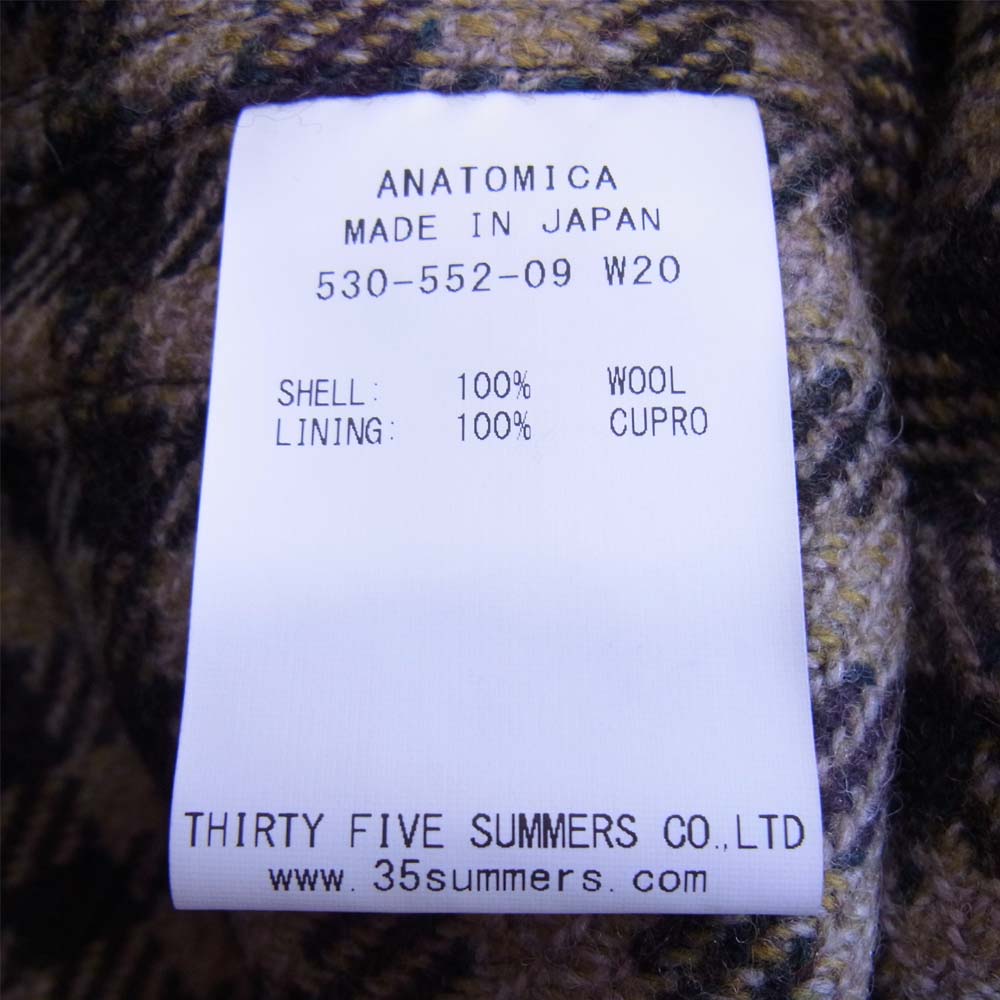 アナトミカ 530-552-09 LOAFER JACKET チェック ローファー ジャケット ブラウン系 42【新古品】【未使用】【中古】