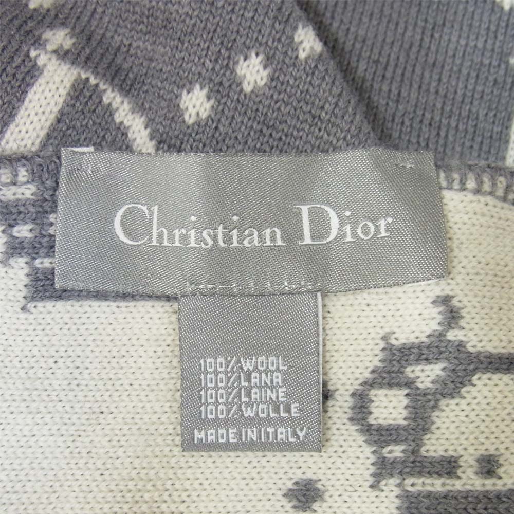 クリスチャンディオール D1245 トロッター ロゴ総柄 マフラー グレー系【中古】