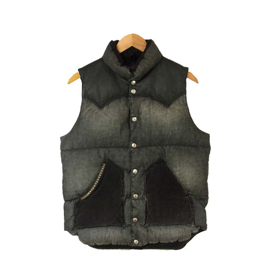 HYSTERIC GLAMOUR ヒステリックグラマー 0263AV01 ロッキーマウンテン レザーヨーク スタッズ デニム ダウンベスト グレー系 M【中古】