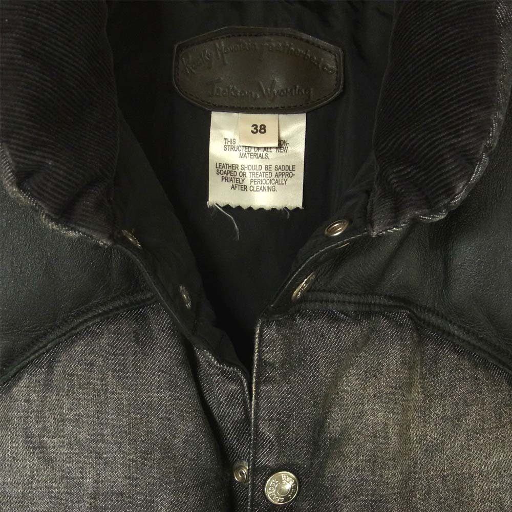 HYSTERIC GLAMOUR ヒステリックグラマー 0263AV01 ロッキーマウンテン レザーヨーク スタッズ デニム ダウンベスト グレー系 M【中古】