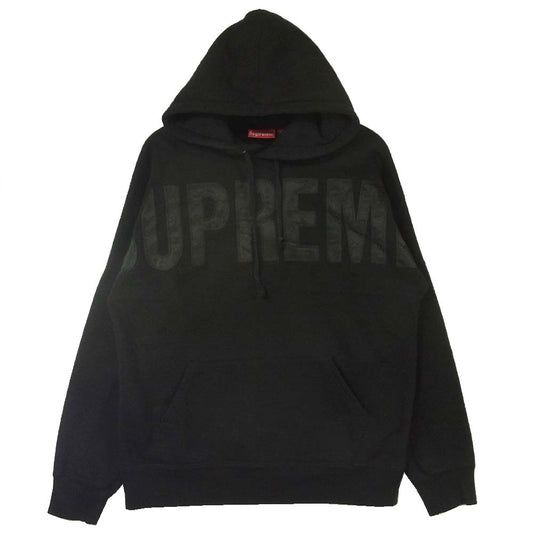 Supreme シュプリーム 14AW banner pullover biglogo バナー プルオーバー ビッグロゴ パーカー ブラック系 L【中古】