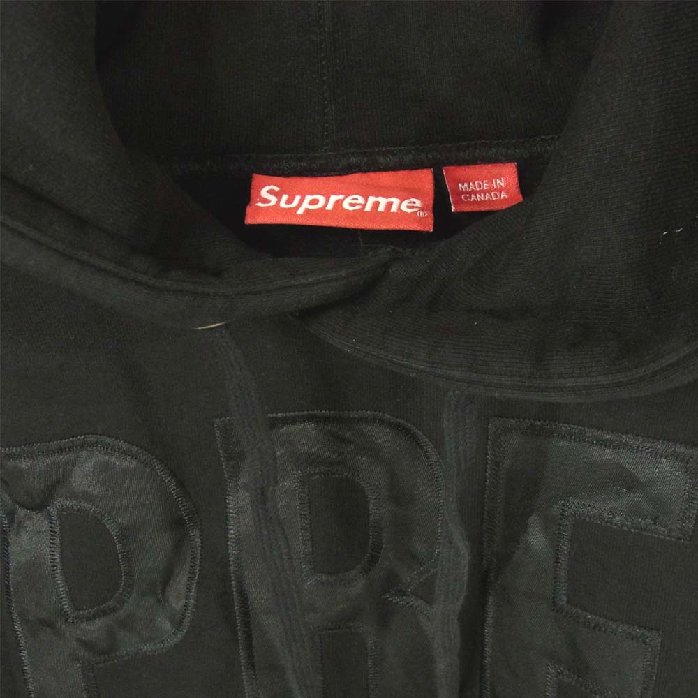 Supreme シュプリーム 14AW banner pullover biglogo バナー プルオーバー ビッグロゴ パーカー ブラック系 L【中古】
