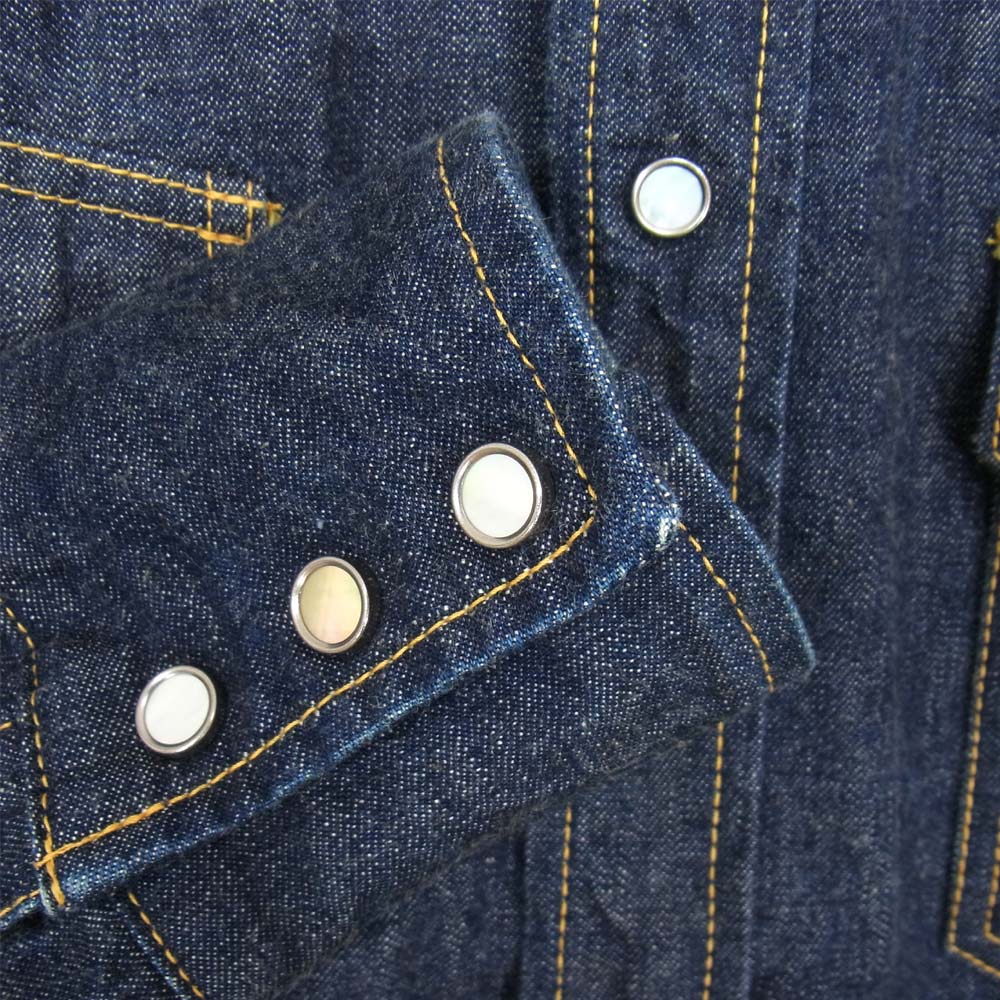 THE FLAT HEAD ザフラットヘッド 刺繍 デニム シャツ インディゴブルー