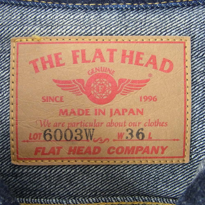 THE FLAT HEAD ザフラットヘッド 6003W 刺繍 デニム ジャケット 3rdタイプ インディゴブルー系 36【中古】