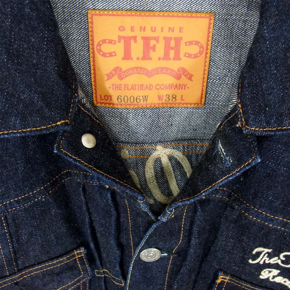 THE FLAT HEAD ザフラットヘッド 6006W 刺繍 デニム ジャケット 2ndタイプ インディゴブルー系 38【中古】