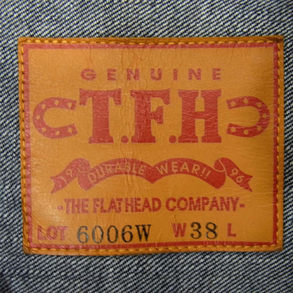 THE FLAT HEAD ザフラットヘッド 6006W 刺繍 デニム ジャケット 2ndタイプ インディゴブルー系 38【中古】