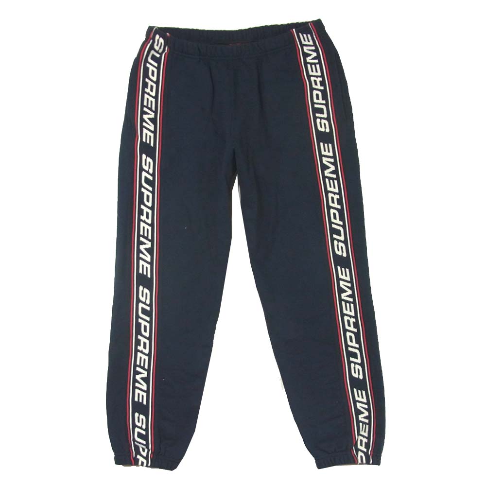Supreme シュプリーム 19AW Text Rib Sweat pants テキストリブ スウェットパンツ 中国製 ネイビー系 S【中古】