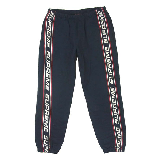 Supreme シュプリーム 19AW Text Rib Sweat pants テキストリブ スウェットパンツ 中国製 ネイビー系 S【中古】