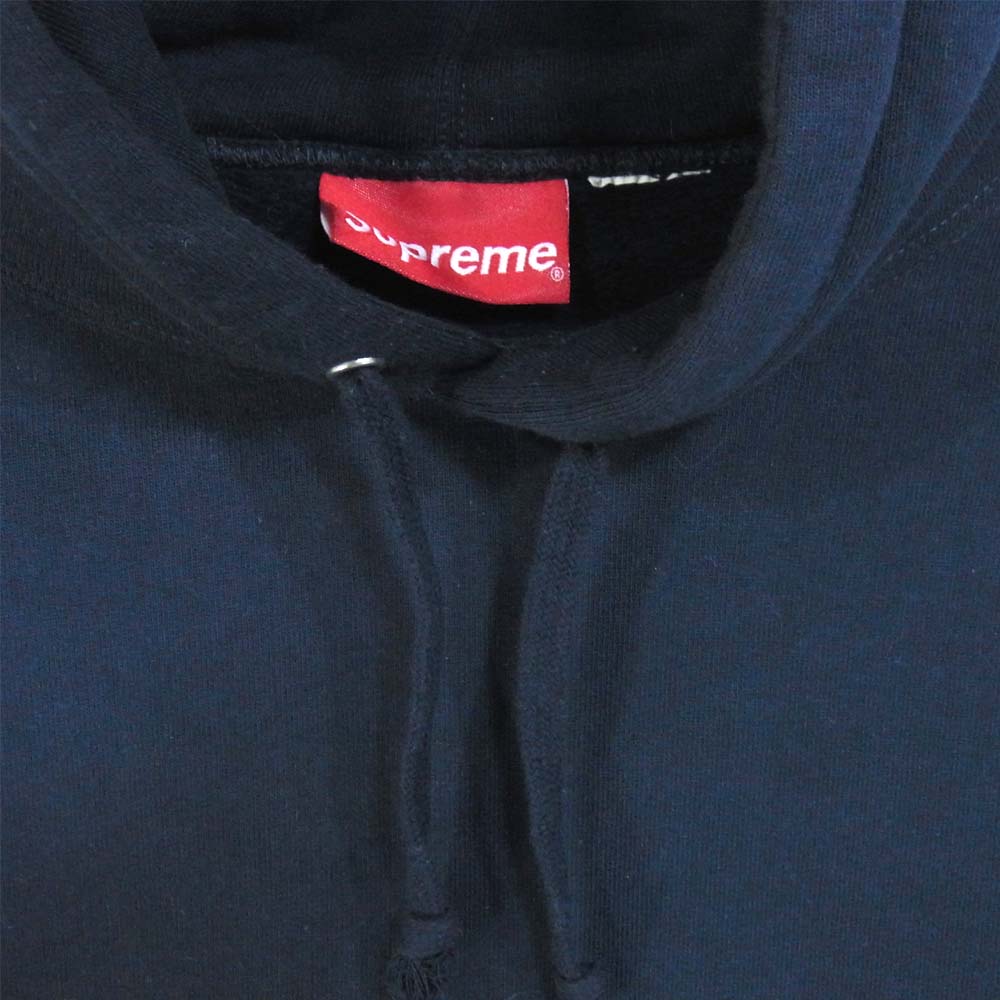 Supreme シュプリーム 19AW Text Rib Hooded Sweatshirt テキストリブ パーカー ダークネイビー系 M【中古】