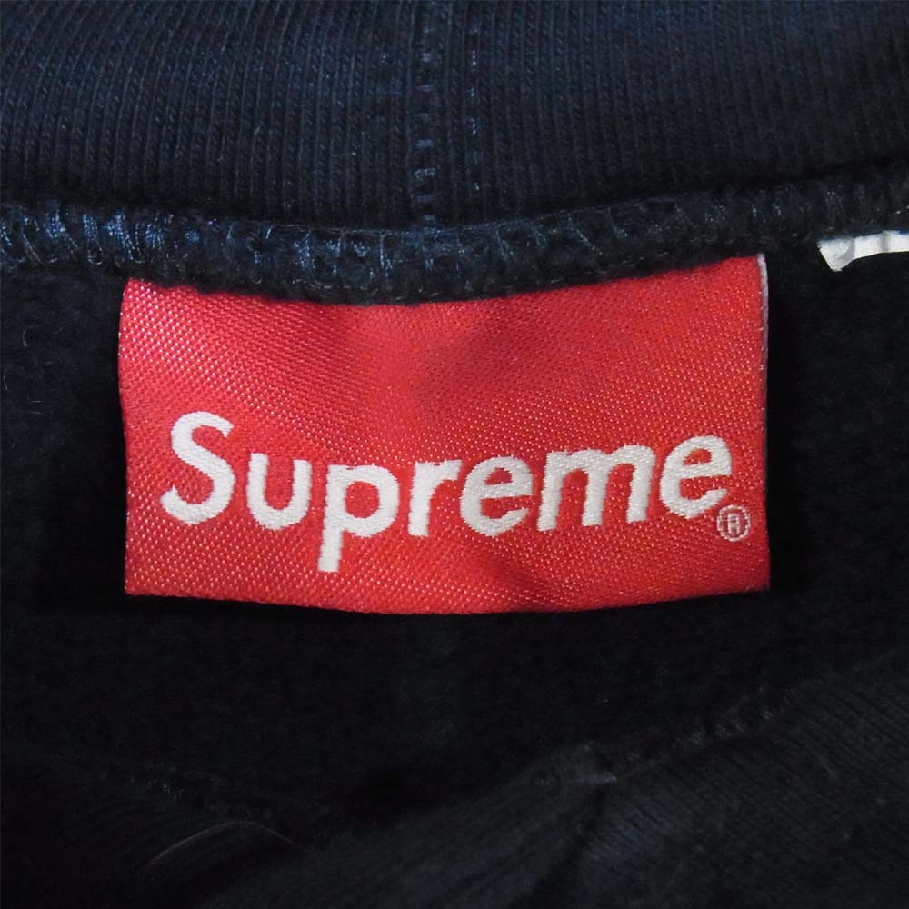 Supreme シュプリーム 19AW Text Rib Hooded Sweatshirt テキストリブ パーカー ダークネイビー系 M【中古】