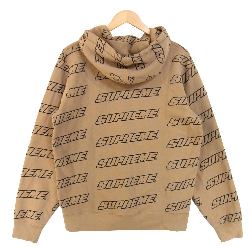 Supreme シュプリーム 18SS Repeat Zip Up Hooded Sweatshirt ジップアップ パーカー ブラウン系 M【中古】