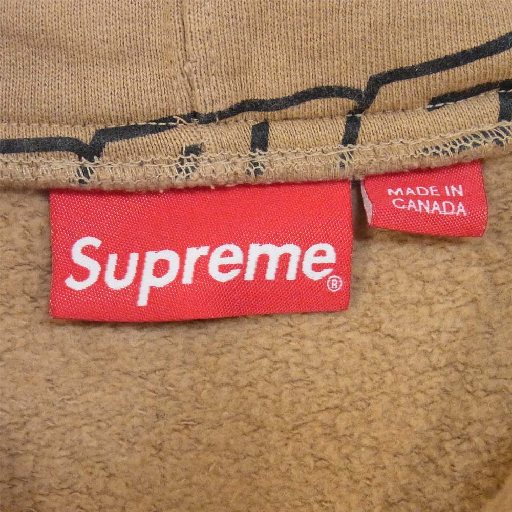 Supreme シュプリーム 18SS Repeat Zip Up Hooded Sweatshirt ジップアップ パーカー ブラウン系 M【中古】