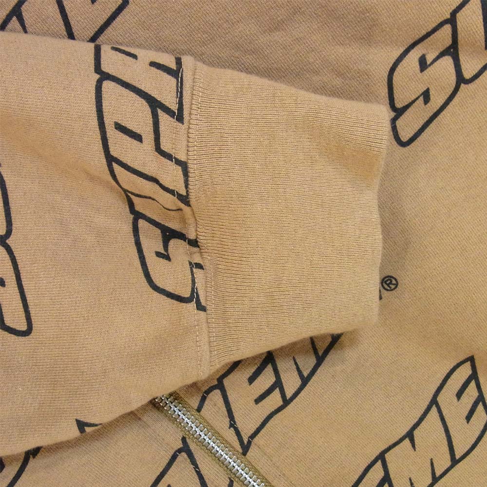 Supreme シュプリーム 18SS Repeat Zip Up Hooded Sweatshirt ジップアップ パーカー ブラウン系 M【中古】