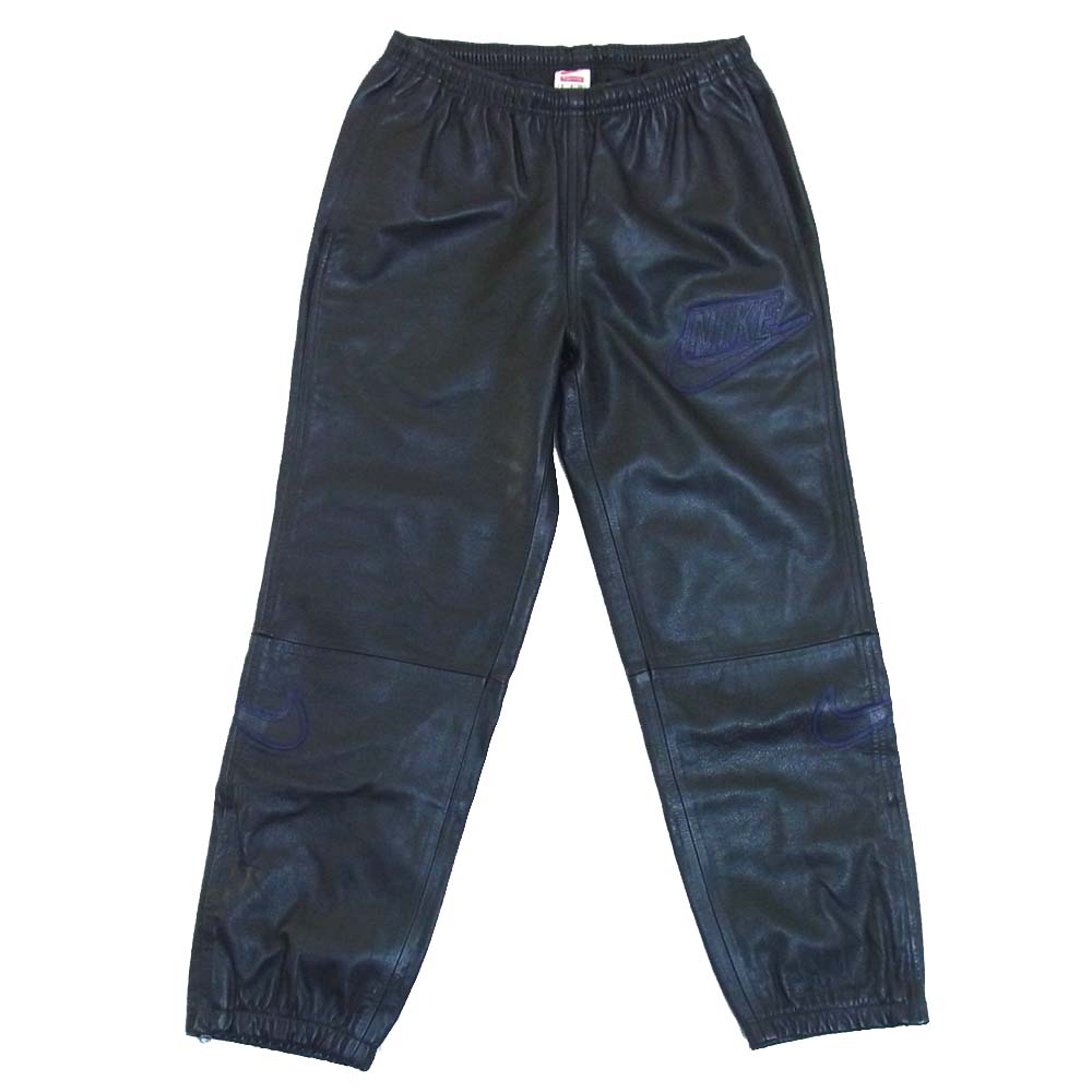 Supreme シュプリーム × ナイキ Nike 19AW Leather Warm Up Pant ブラック系 S【中古】