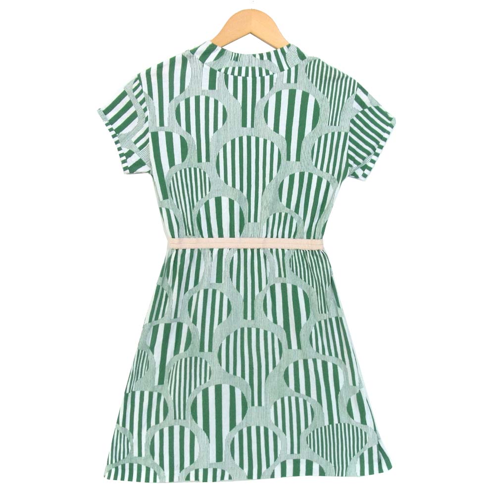 mina perhonen ミナペルホネン line tree ワンピース 140 グリーン×ホワイト系 140【中古】
