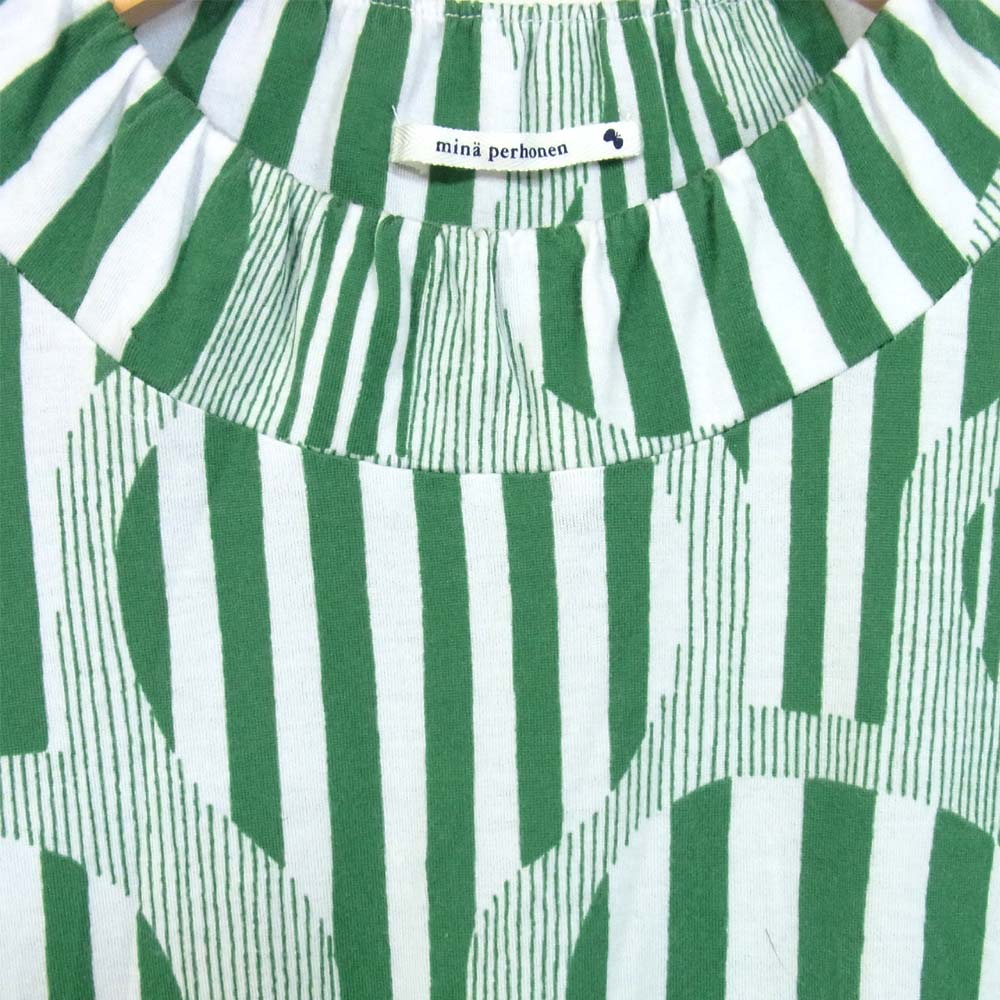 mina perhonen ミナペルホネン line tree ワンピース 140 グリーン×ホワイト系 140【中古】