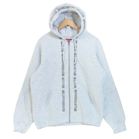 Supreme シュプリーム 19SS Topline Zip Up Sweatshirt ジップパーカー ライトグレー系 L【中古】