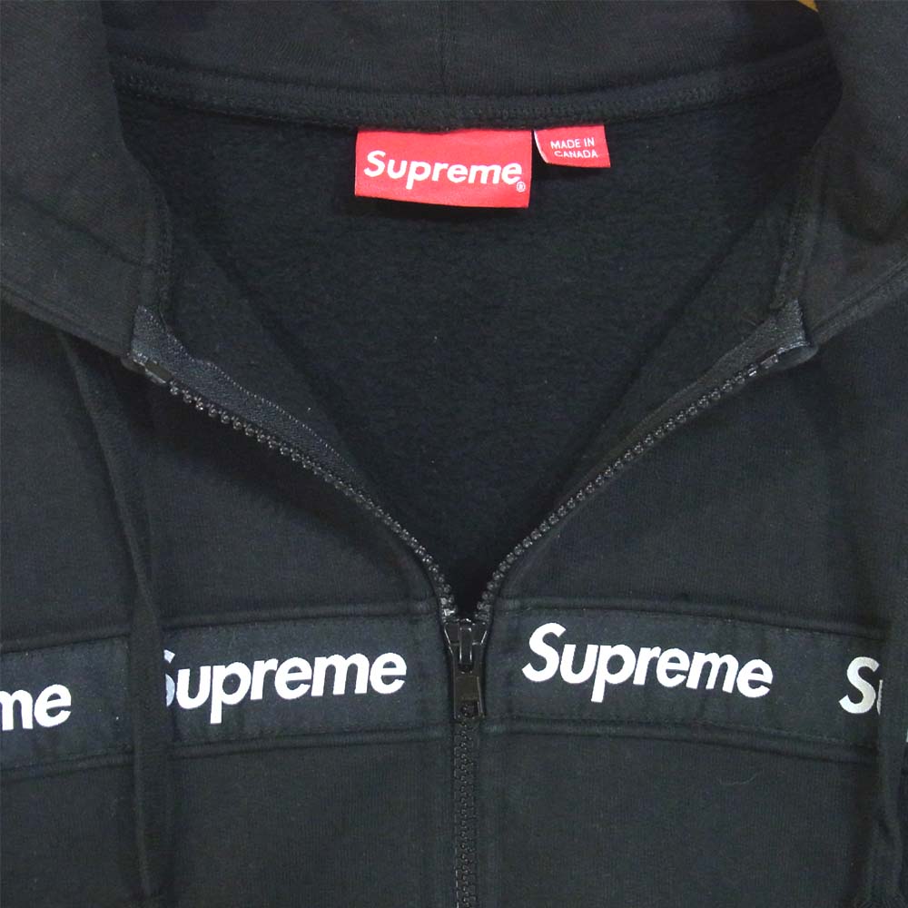 Supreme シュプリーム  19AW Text Stripe Zip Hooded Sweatshirts パーカー ブラック系 L【中古】