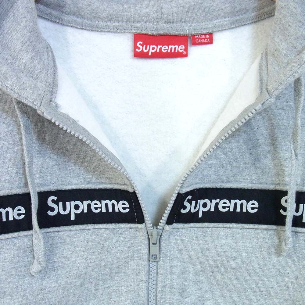 Supreme シュプリーム  19AW Text Stripe Zip Hooded Sweatshirts パーカー グレー系 M【美品】【中古】