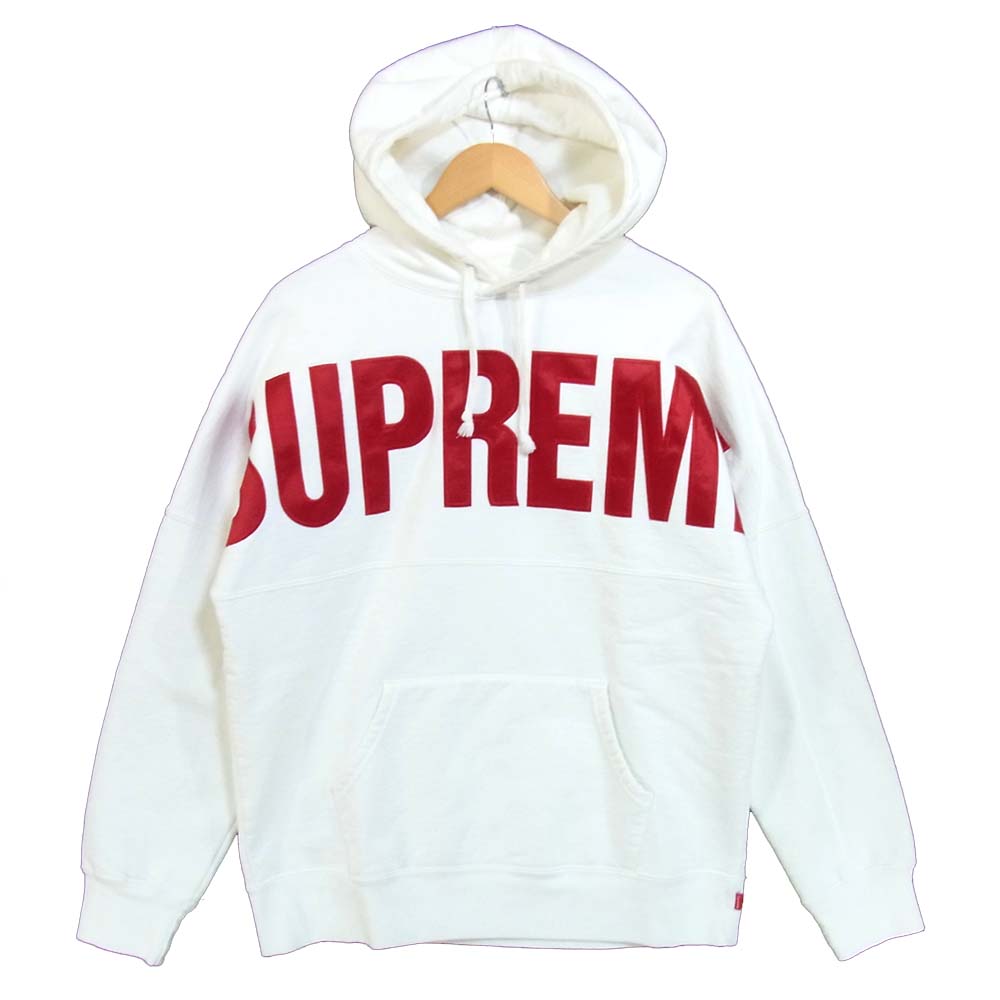 Supreme シュプリーム 14AW Banner Big Logo Hooded sweatshirt パーカー ホワイト系 L【美品】【中古】