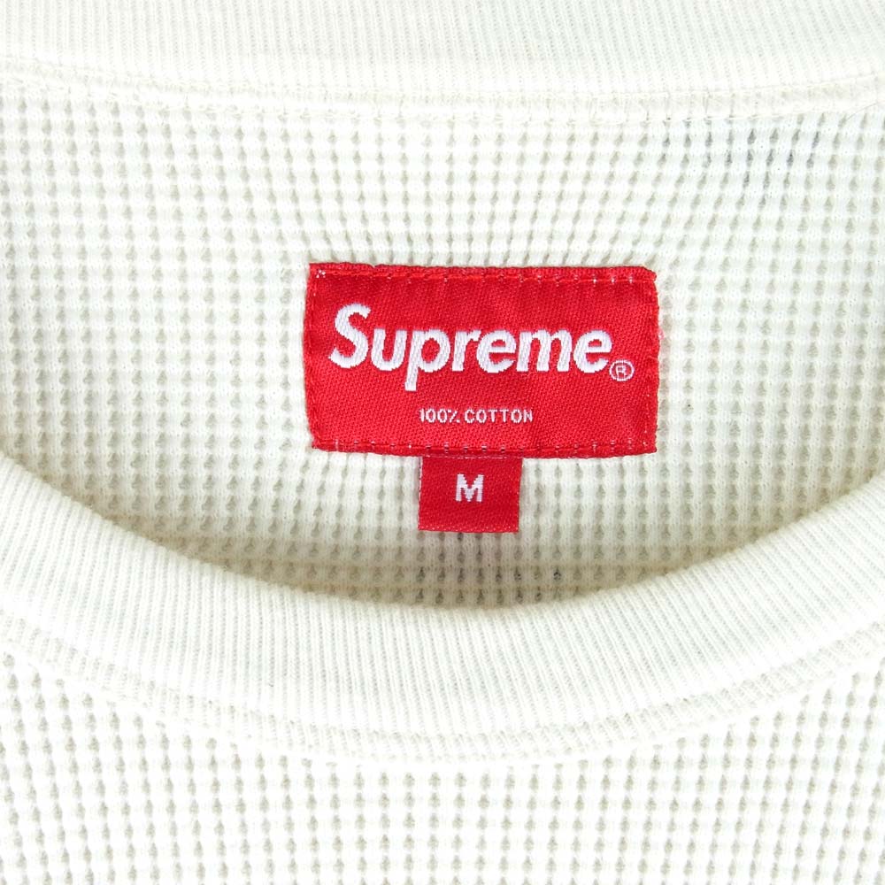 Supreme シュプリーム 15AW 15AW Logo Waffle Thermal 総柄 プリント サーマル L/S カットソー オフホワイト系 M【中古】