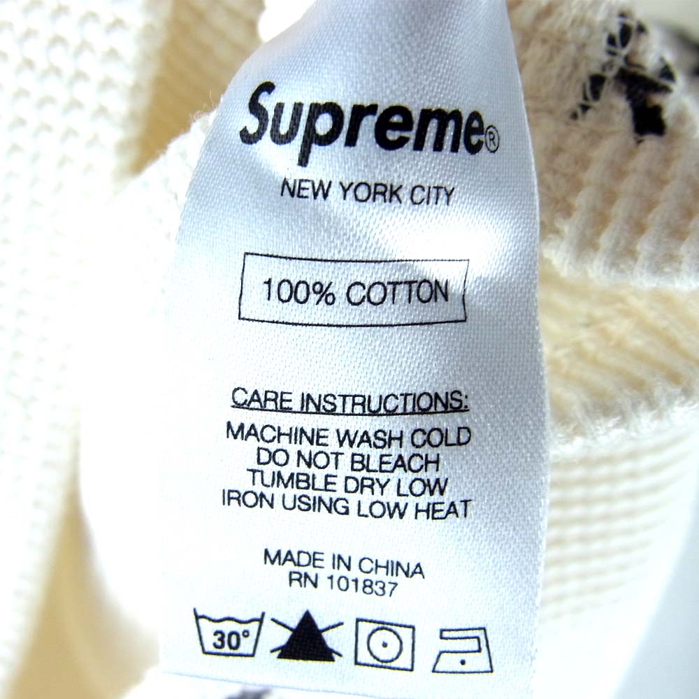 Supreme シュプリーム 15AW 15AW Logo Waffle Thermal 総柄 プリント サーマル L/S カットソー オフホワイト系 M【中古】