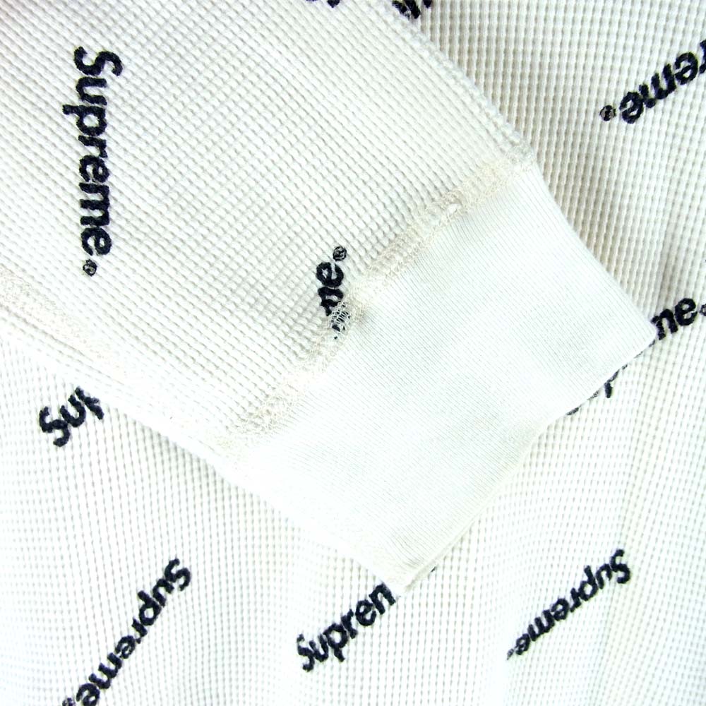 Supreme シュプリーム 15AW 15AW Logo Waffle Thermal 総柄 プリント サーマル L/S カットソー オフホワイト系 M【中古】