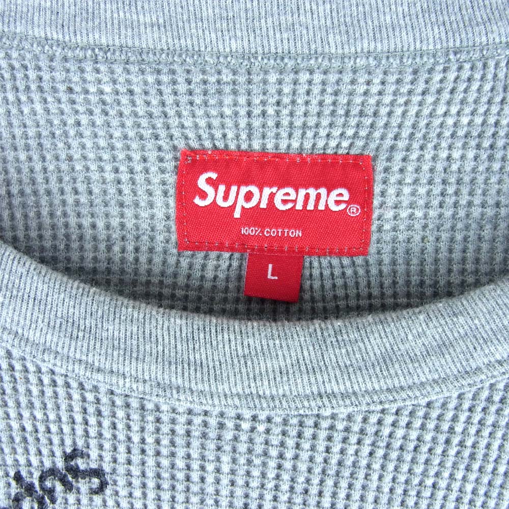 Supreme シュプリーム 15AW Logo Waffle Thermal 総柄 プリント サーマル L/S カットソー グレー系 L【中古】