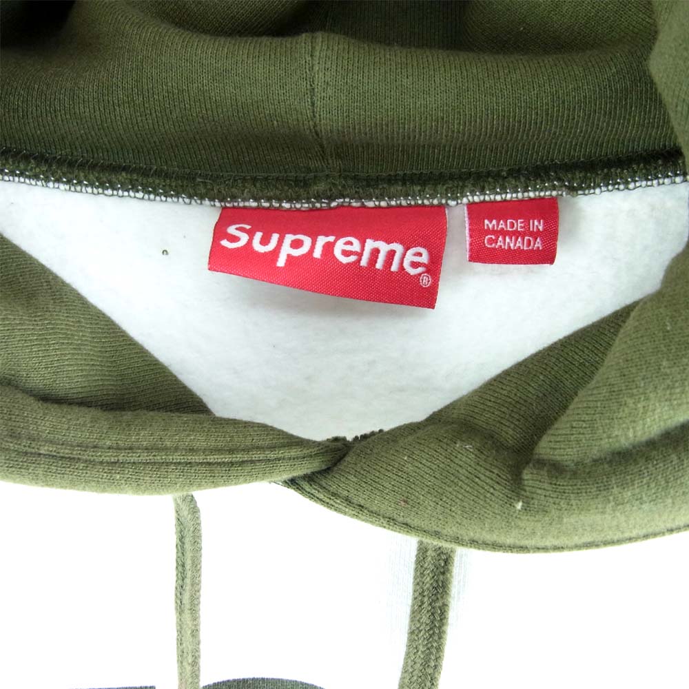 Supreme シュプリーム 17AW Blocked Hooded Sweatshirt ブロックド フーデッド パーカー カーキ×ホワイト系 L【中古】