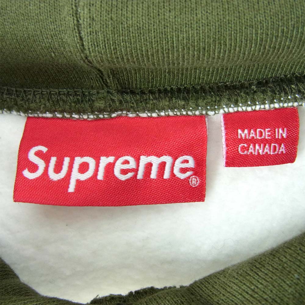Supreme シュプリーム 17AW Blocked Hooded Sweatshirt ブロックド フーデッド パーカー カーキ×ホワイト系 L【中古】