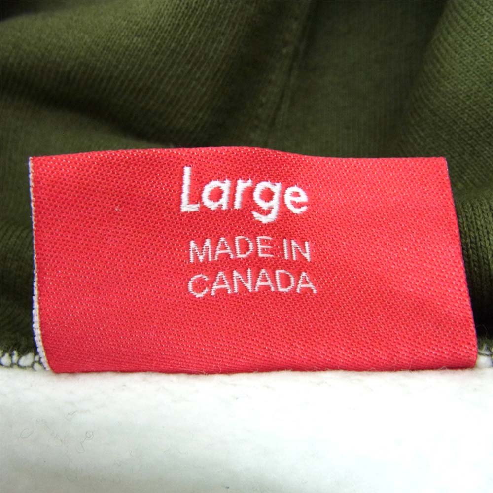 Supreme シュプリーム 17AW Blocked Hooded Sweatshirt ブロックド フーデッド パーカー カーキ×ホワイト系 L【中古】