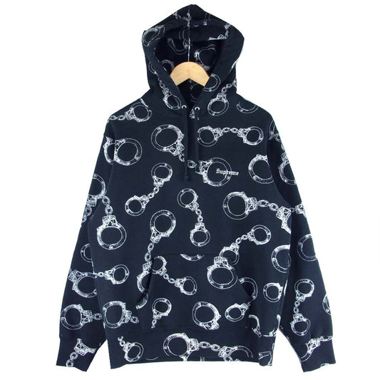 Supreme シュプリーム 17AW Handcuffs Hooded Sweatshirt 手錠プリント プルオーバー パーカー ブラック系 M【中古】