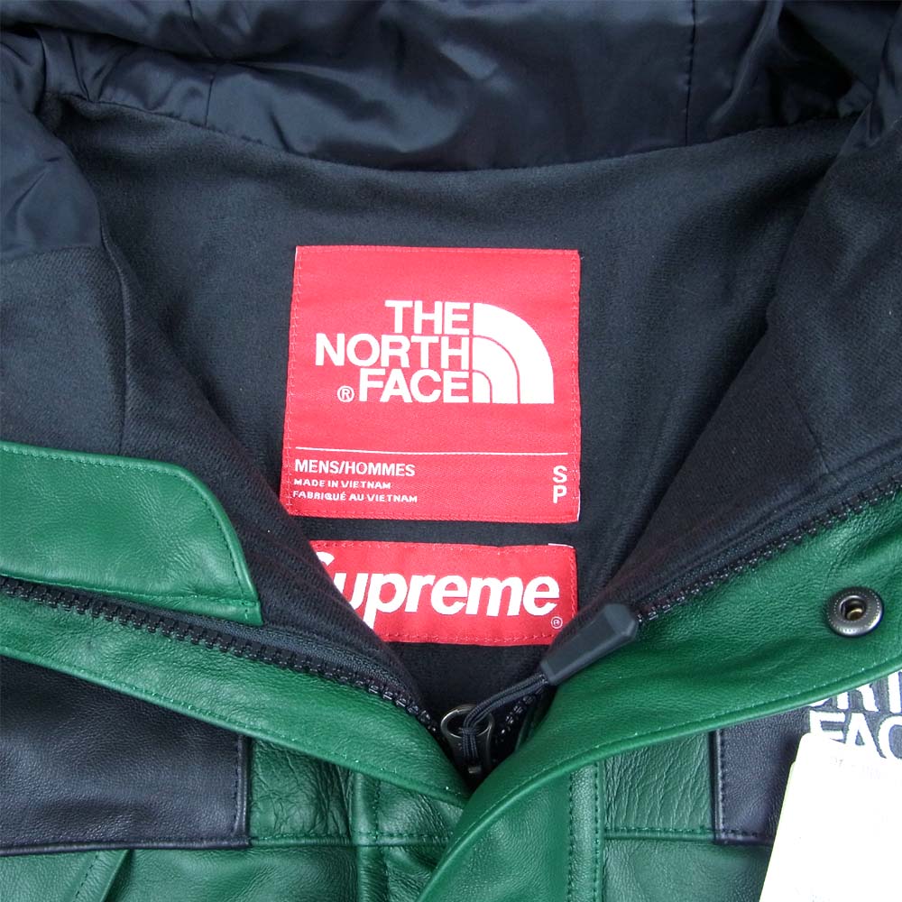 Supreme シュプリーム 18AW NP61807i 国内正規品 THE NORTH FACE ノースフェイス Leather Mountain Parka Jacket グリーン系 S【新古品】【未使用】【中古】