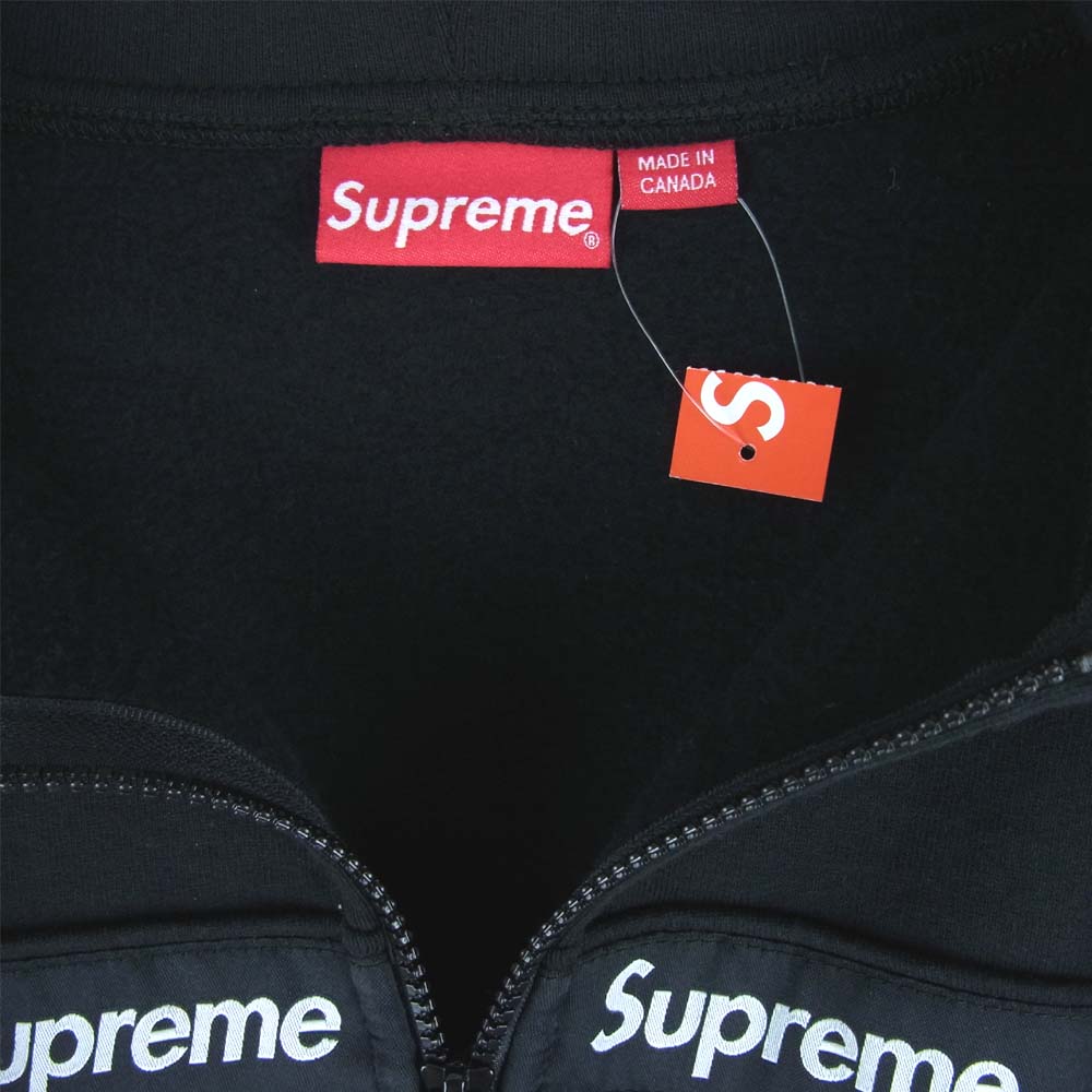 Supreme シュプリーム 19AW Text Stripe Hooded Sweatshirt テキスト ストライプ ジップ パーカー ブラック系 M【美品】【中古】