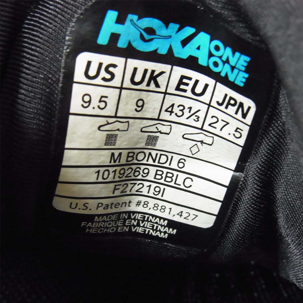 HOKA ONE ONE ホカ オネオネ 1019269 BONDAI 6 ボンダイ スニーカー ブラック系 US9.5【美品】【中古】
