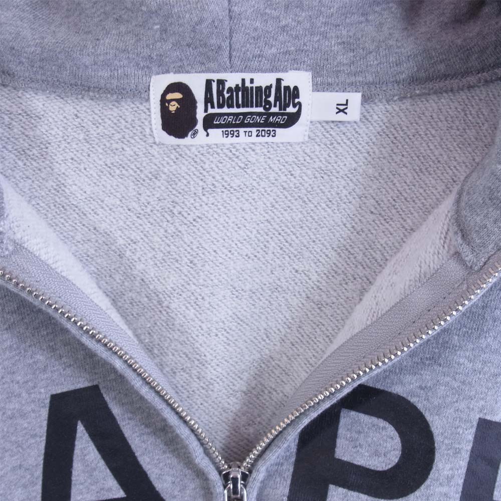 A BATHING APE アベイシングエイプ BAPE ジップパーカー グレー系 XL【中古】