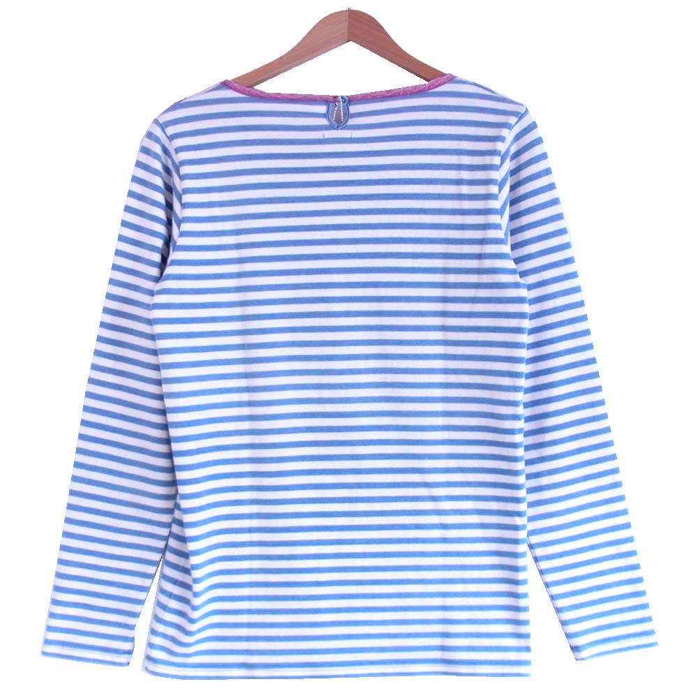ビズビム 0114105010036 BORDER CREW INDIGO 水色×白 2【美品】【中古】