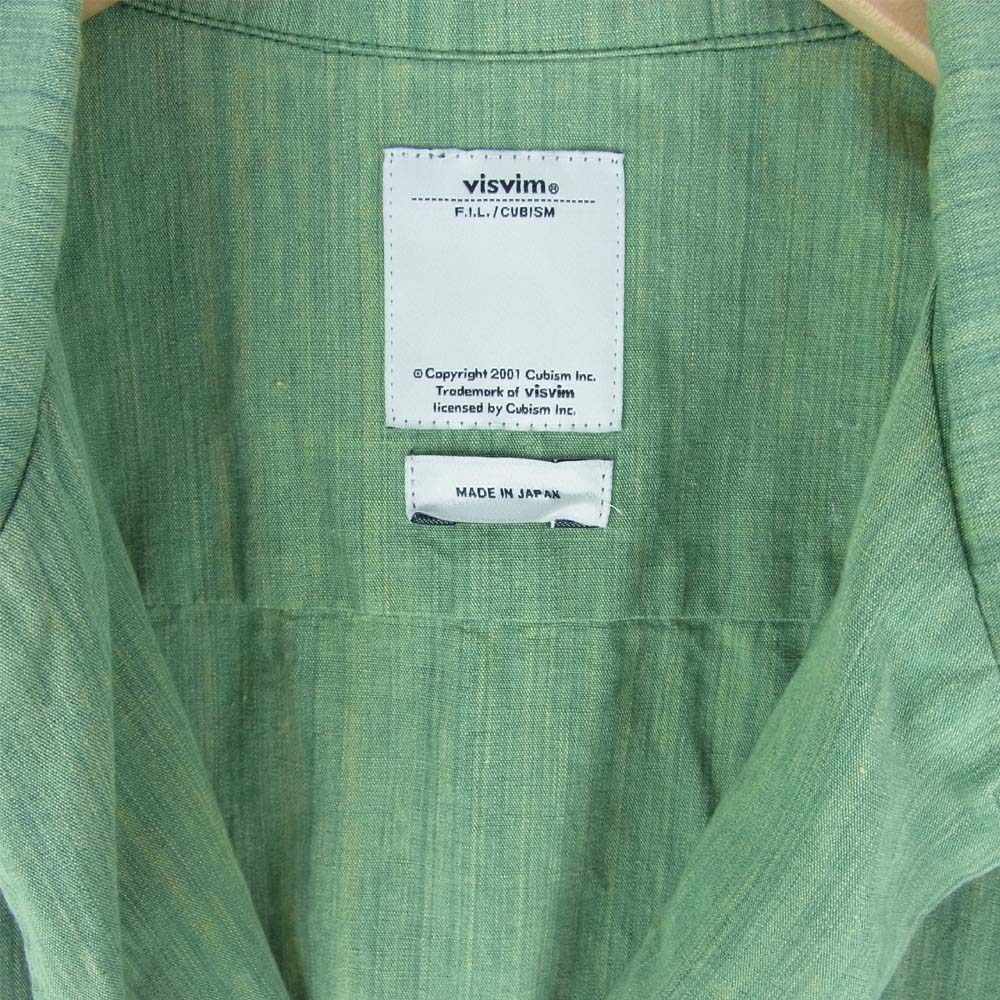 VISVIM ビズビム 16SS 0116105011019 IRVING SHIRT S/S C/L コットン リネン 半袖 シャツ グリーン系 2【中古】