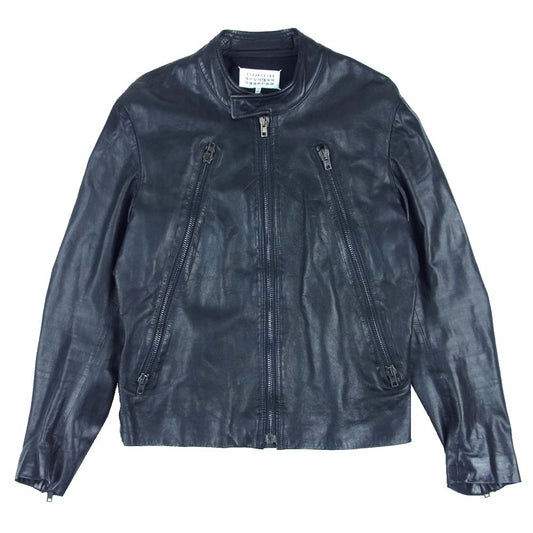 MAISON MARTIN MARGIELA メゾンマルタンマルジェラ S50AM0201 SX8208 14ss 八の字 ライダース ジャケット 46号 ブラック系 46【中古】