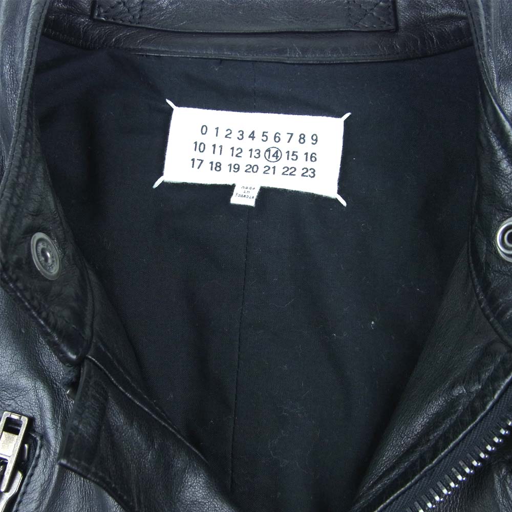 MAISON MARTIN MARGIELA メゾンマルタンマルジェラ S50AM0201 SX8208 14ss 八の字 ライダース ジャケット 46号 ブラック系 46【中古】