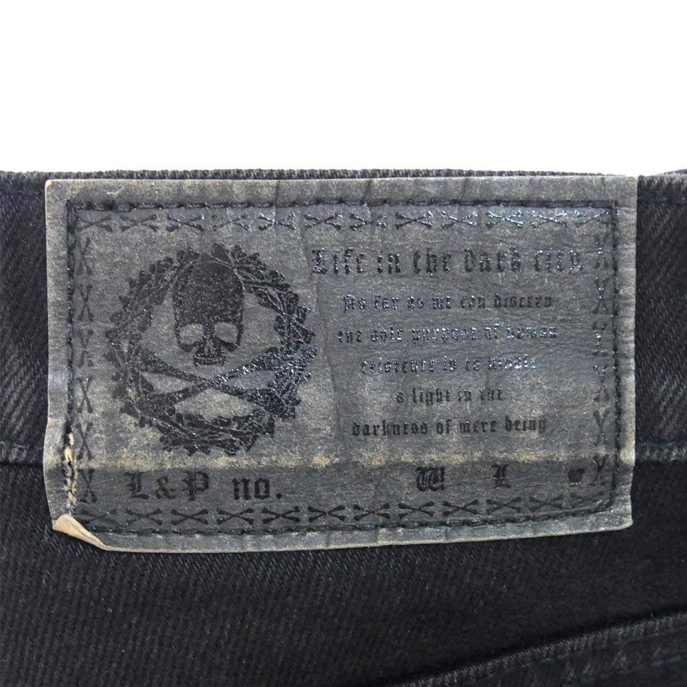 ROEN ロエン 82033801 スワロフスキー スカル ライン ストーン ダメージ加工 ブラック系 28【中古】