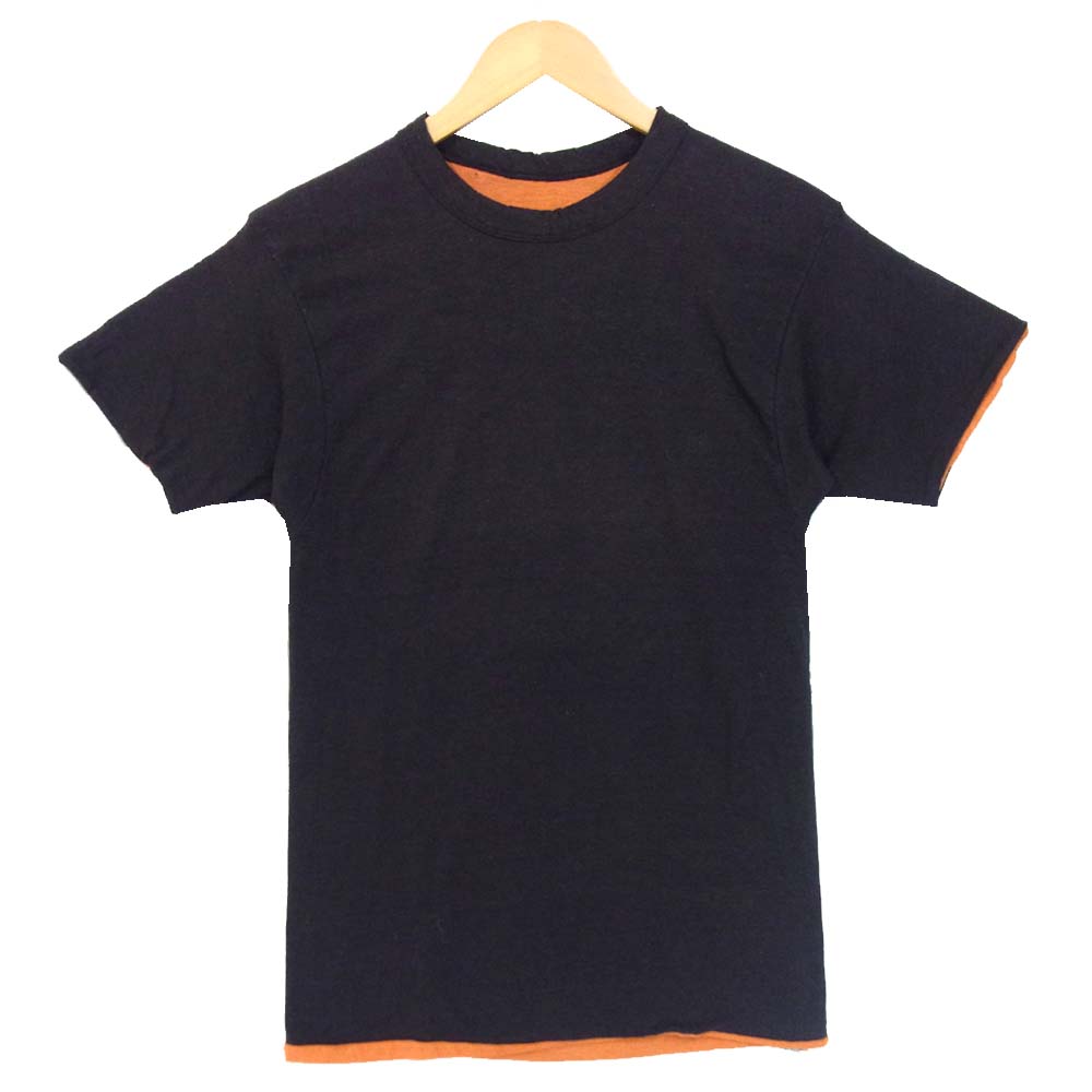 Champion チャンピオン トリコタグ ダブルフェイス 半袖 Tシャツ ブラック×オレンジ系 M【中古】