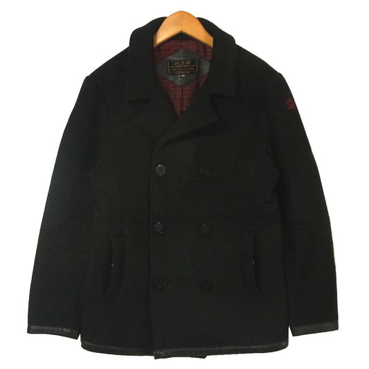R.J.B アールジェイビー OC101E FLAT HEAD フラットヘッド Pコート メルトン ジャケット ブラック系 36【中古】