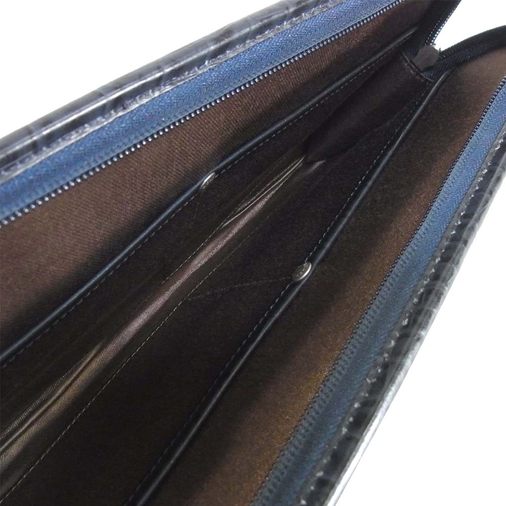 エルゴポック 06C-CL 06 Series Waxed Leather クロコ 型押し クラッチ バッグ ネイビー系【極上美品】【中古】