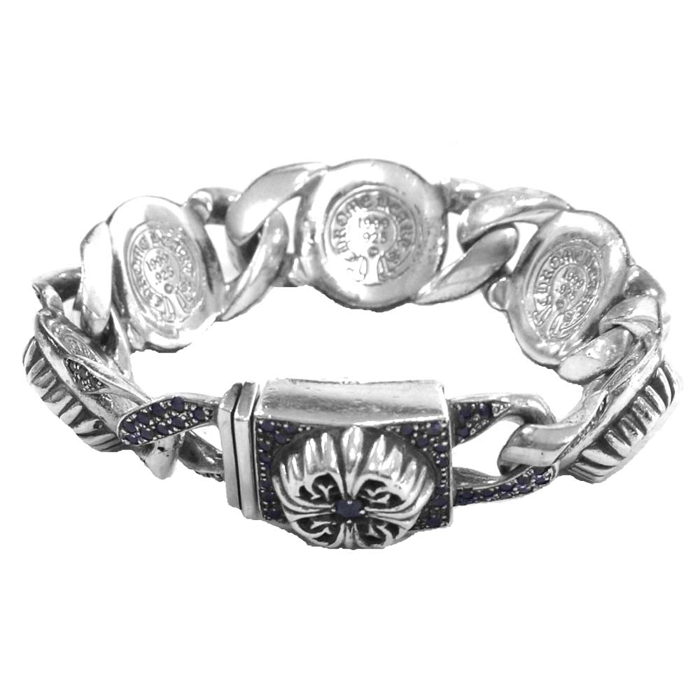 CHROME HEARTS クロムハーツ（原本無） フローラルクロス リンク ブレスレット アフター サファイア シルバー系【中古】