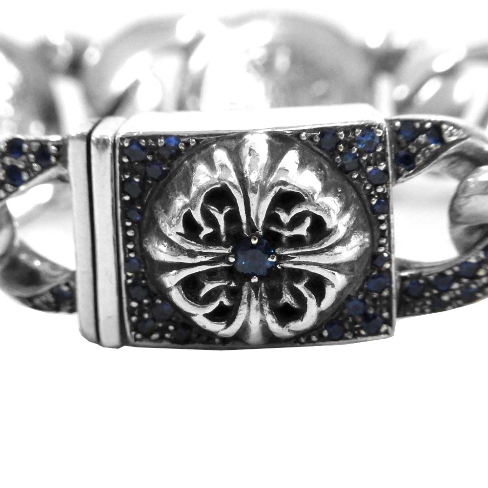 CHROME HEARTS クロムハーツ（原本無） フローラルクロス リンク ブレスレット アフター サファイア シルバー系【中古】
