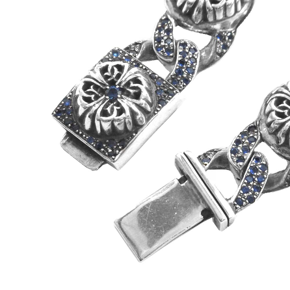 CHROME HEARTS クロムハーツ（原本無） フローラルクロス リンク ブレスレット アフター サファイア シルバー系【中古】