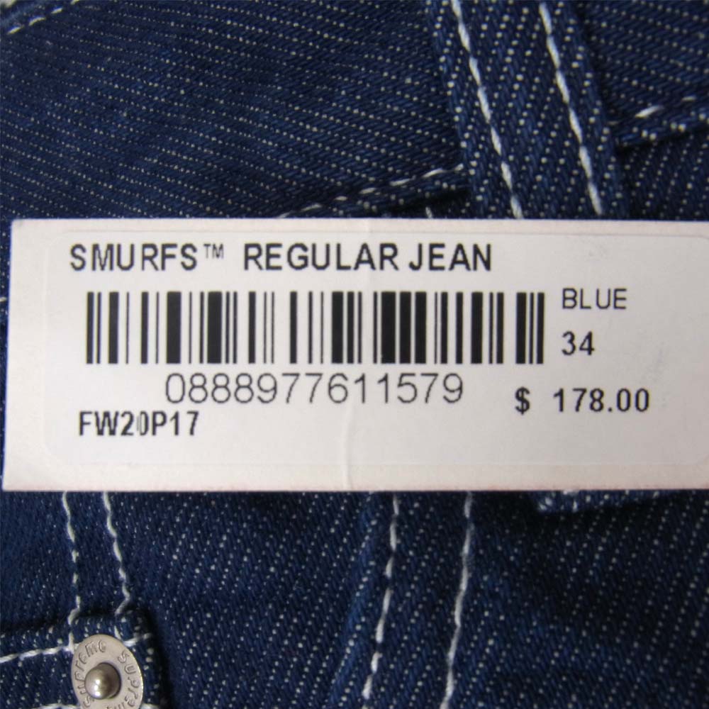 Supreme シュプリーム 20AW Smurfs Regular Jean スマーフ レギュラー ジーンズ インディゴブルー系 34【新古品】【未使用】【中古】